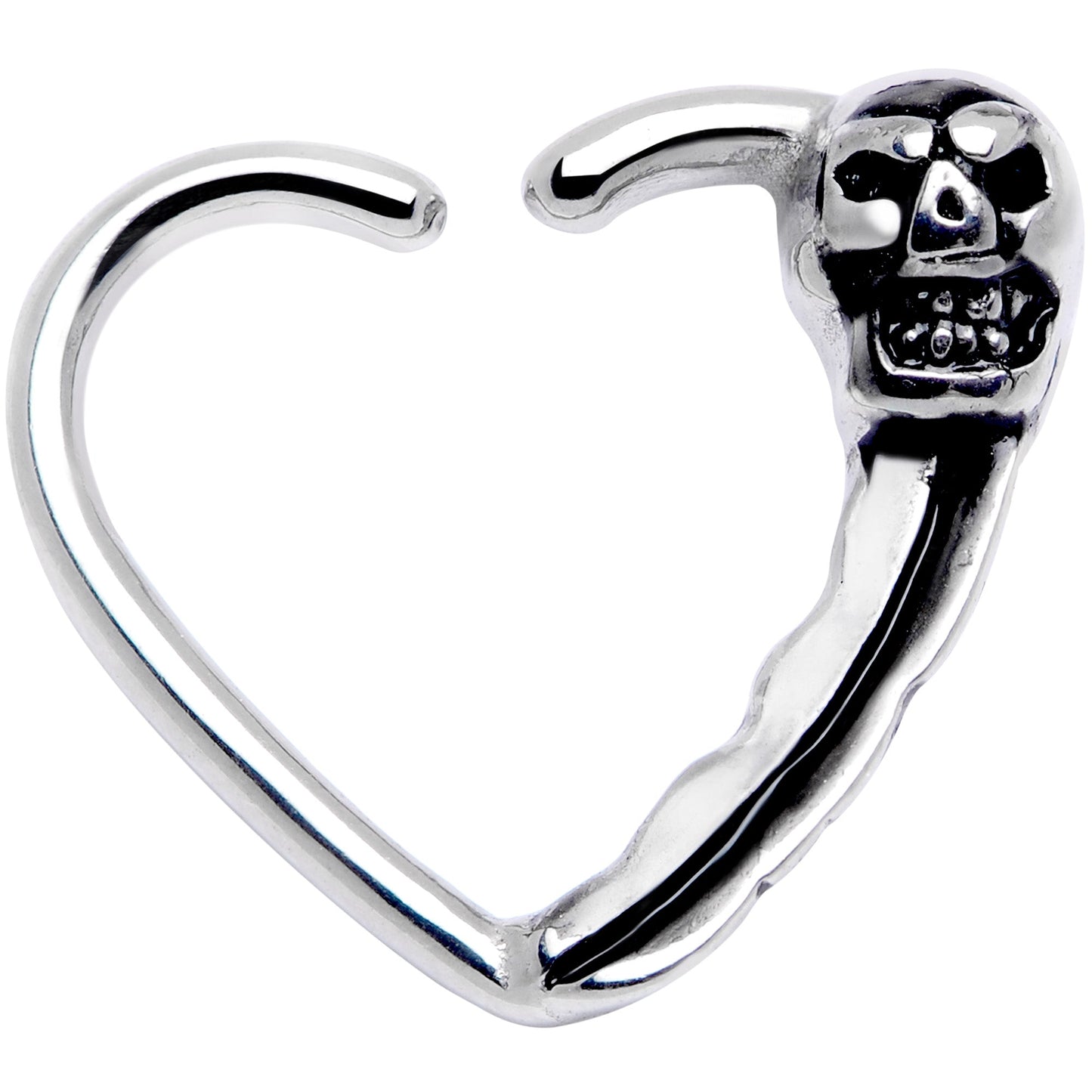 16G 3/8 Love Heart Scary Skull Left Ear Closure Ring