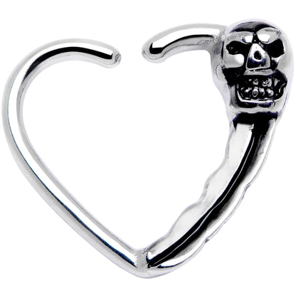 16G 3/8 Love Heart Scary Skull Left Ear Closure Ring