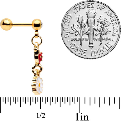 16G 1/4 Clear Gem Gold Tone Ladybug Dangle Cartilage Tragus
