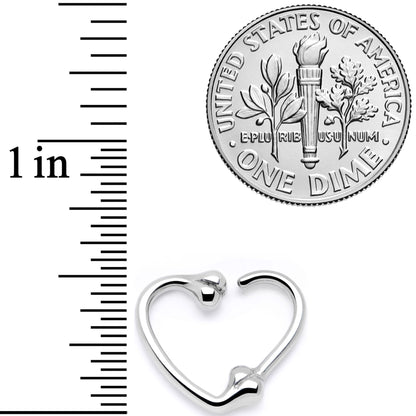 16G 3/8 Bone Heart Right Ear Closure Ring