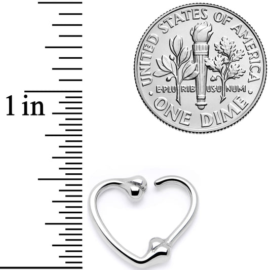 16G 3/8 Bone Heart Right Ear Closure Ring