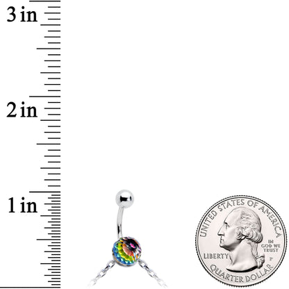 Iridescent Aurora Gem Orb Star Belly Ring Belly Chain