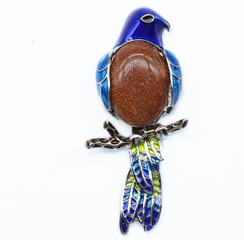 Gemstone Inlaid Brooch Pendant