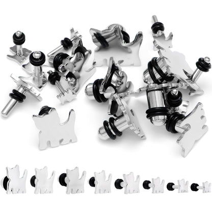Steel Cat Lover Kitty Cat Single Flare Plug Set 14G to 0G