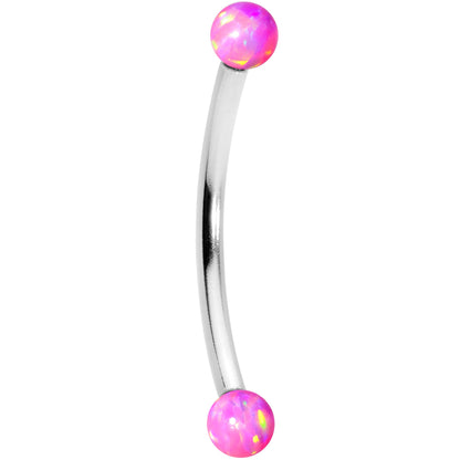 16G 9/16 3mm Pink Synthetic Opal Curved Barbell
