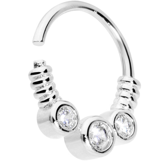 16G 3/8 Clear CZ Gem Trio Coils Closure Ring