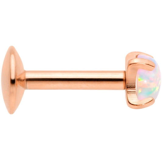16G 1/4 3mm Syn Opal Rose Gold G23 Titanium Internal Thread Labret