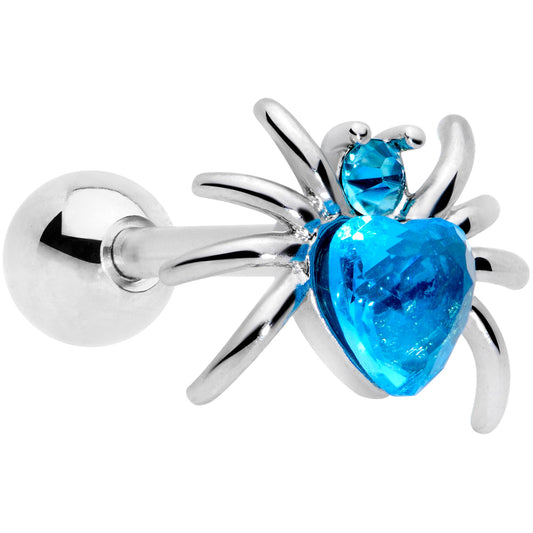 16G 1/4 Aqua Gem Heart Spider Cartilage Tragus