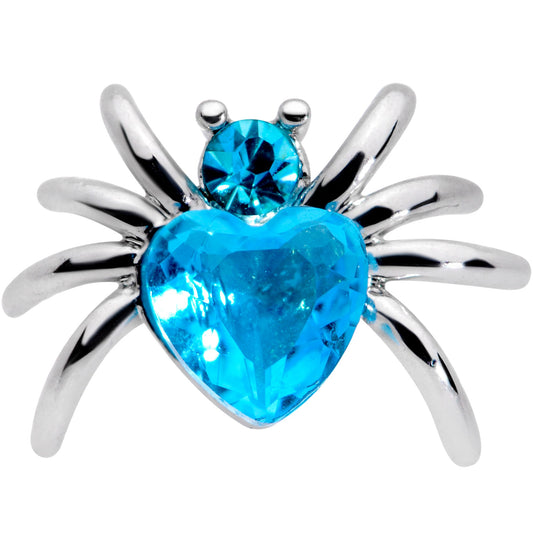 16G 1/4 Aqua Gem Heart Spider Cartilage Tragus