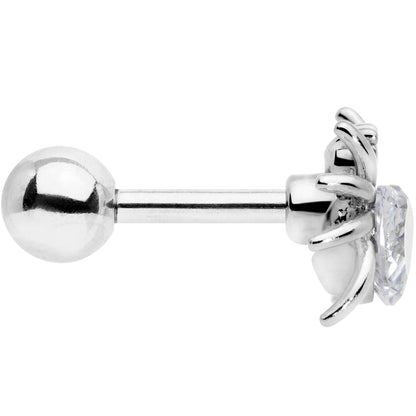 16G 1/4 Clear Gem Heart Spider Cartilage Tragus