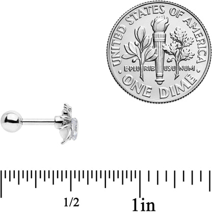 16G 1/4 Clear Gem Heart Spider Cartilage Tragus