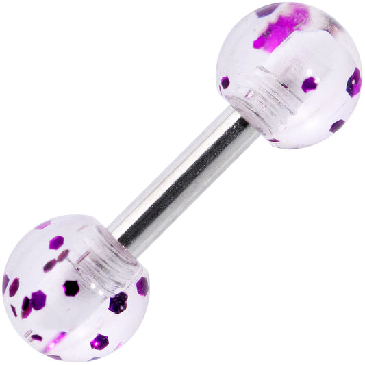16G 1/4 Purple Splatter Straight Barbell Cartilage Tragus Earring