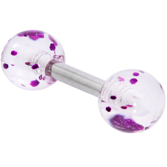 16G 1/4 Purple Splatter Straight Barbell Cartilage Tragus Earring