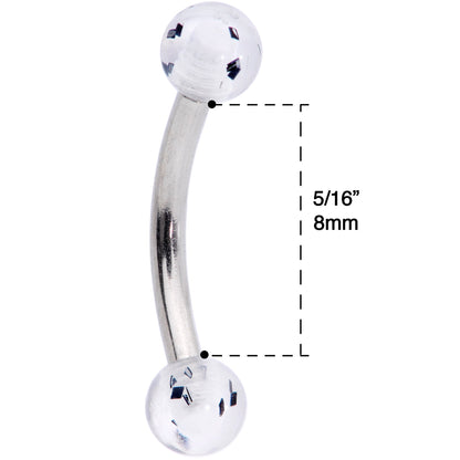 16G 5/16 Black Splatter Curved Eyebrow Ring