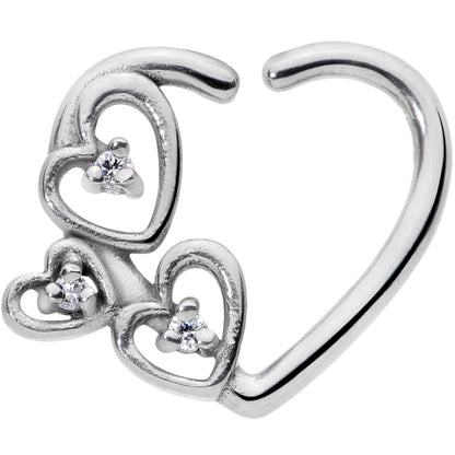 16G 3/8 Clear CZ Gem Multiple Heart Right Ear Closure Ring