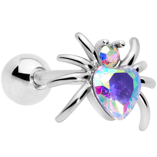 16G 1/4 Aurora Gem Heart Spider Cartilage Tragus