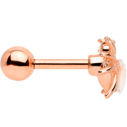 16G 1/4 Clear Gem Rose Gold Tone Heart Spider Cartilage Tragus