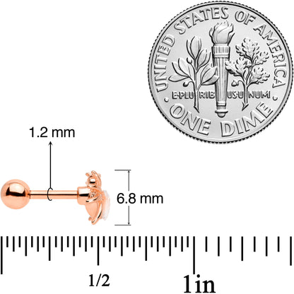 16G 1/4 Clear Gem Rose Gold Tone Heart Spider Cartilage Tragus