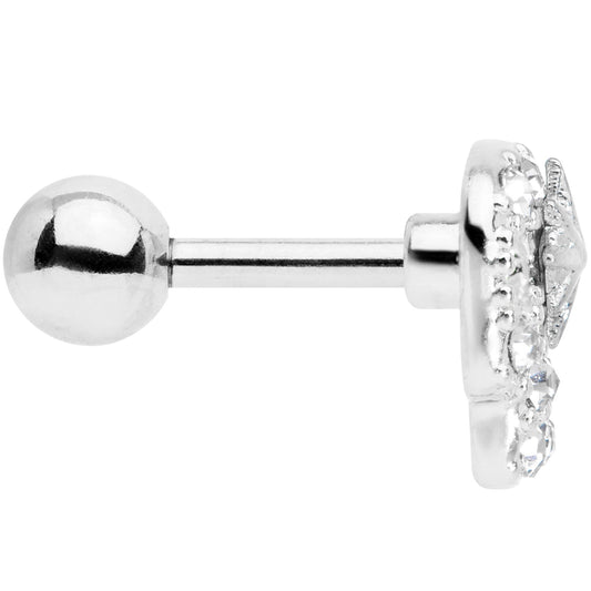 16G 1/4 Clear Gem Star Skull Cartilage Tragus Earring