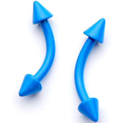 16G 5/16 Blue Glow in the Dark Cone End Curved Barbell Set of 2