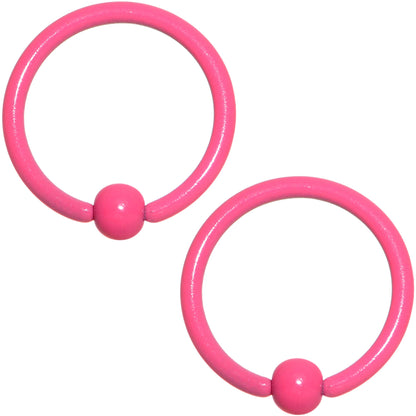 16G 3/8 Pink Glow in the Dark BCR Captive Ring Set of 2