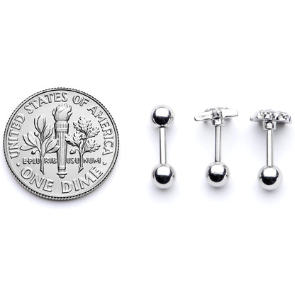 16G 1/4 Clear Gem Starfish Nautical Cartilage Tragus Set of 3