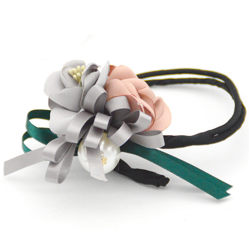 Korean Pearl Flower Hair Bun Accessory