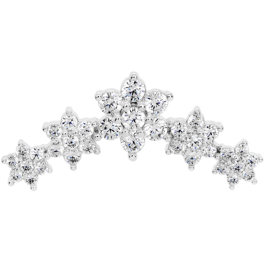 16G 1/4 Clear CZ Gem Floral Internally Threaded Labret