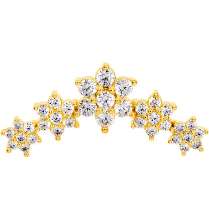16G 1/4 Clear CZ Gem Gold Tone Floral Internal Thread Labret