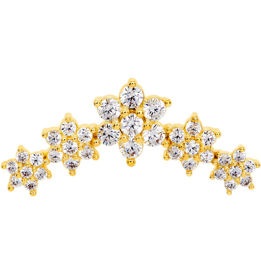 16G 1/4 Clear CZ Gem Gold Tone Floral Internal Thread Labret