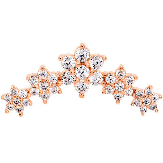 16G 5/16 Clear CZ Rose Gold Tone Floral Internal Thread Labret
