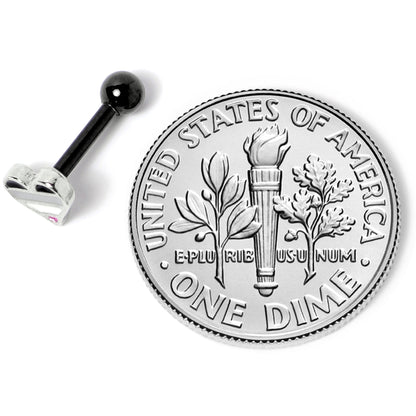 16G 1/4 Black Grey Purple Asexual Pride Heart Cartilage Tragus