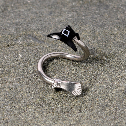 Hat and Broom Im a Witch Kit Halloween Spiral Twister Belly Ring