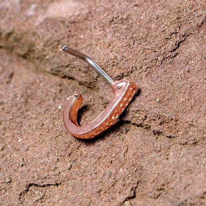 20G 5/16 Rose Gold Tone Dainty Dots Faux Hoop L Shaped Nose Ring