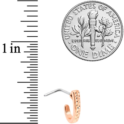 20G 5/16 Rose Gold Tone Dainty Dots Faux Hoop L Shaped Nose Ring