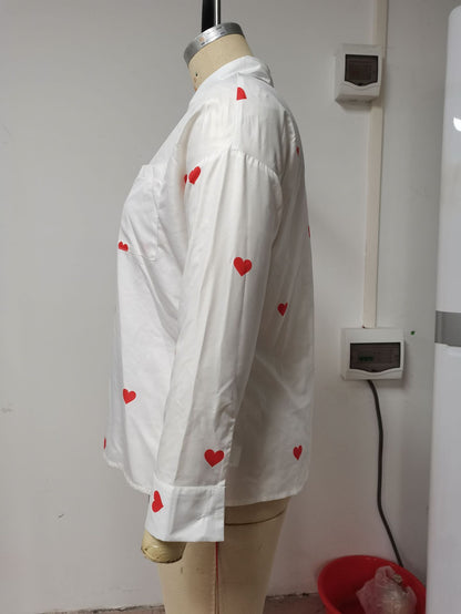 Casual Sun-proof Heart Printing Loose And Comfortable Shirt
