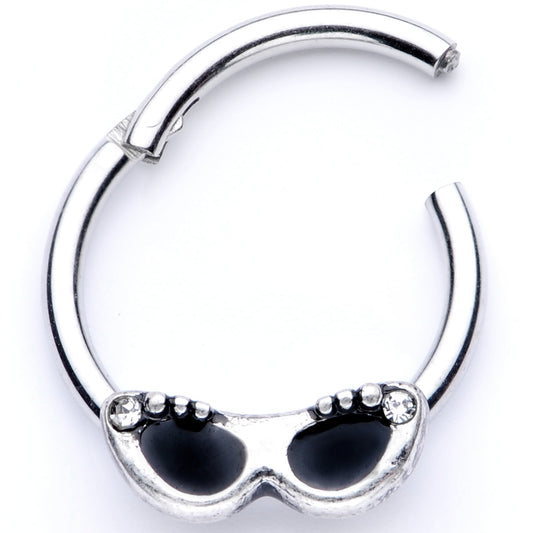 16G 3/8 Clear Gem 50s Retro Summer Sunglasses Hinged Segment Ring