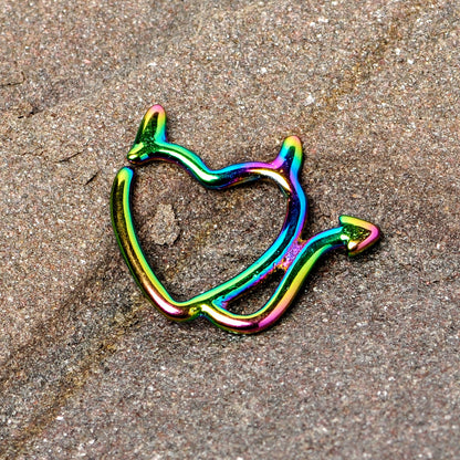 16G 1/4 Rainbow Little Devil Halloween Heart Closure Ring