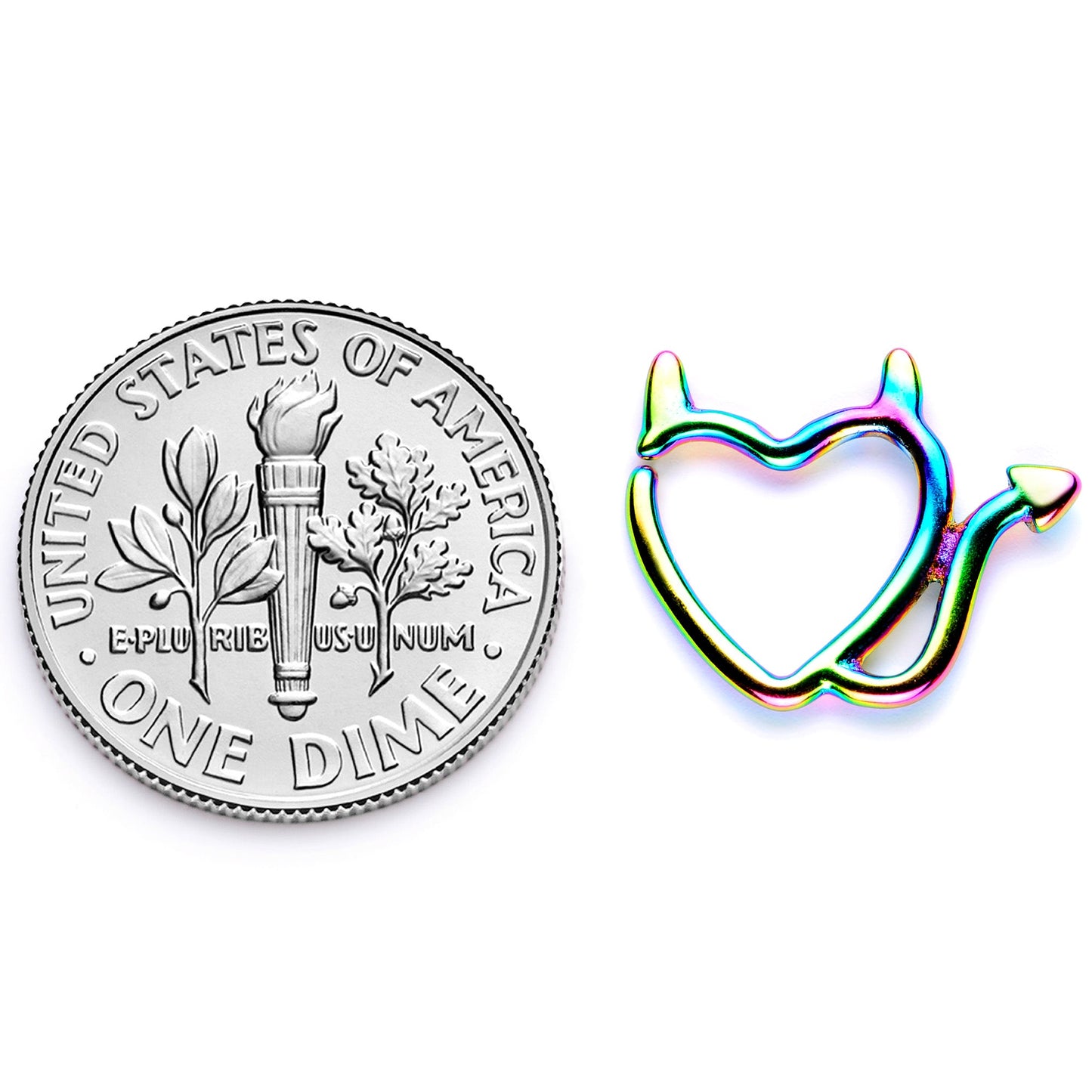 16G 1/4 Rainbow Little Devil Halloween Heart Closure Ring