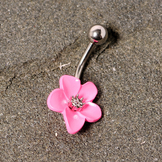 Spring Blossom Pretty Pink Flower Belly Ring