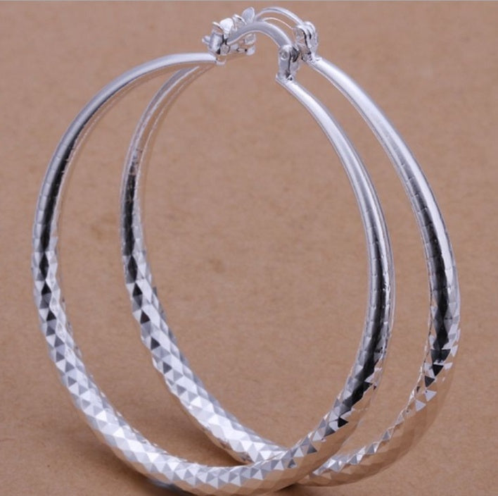 Exaggerated 925 Silver Large Hoop Earrings