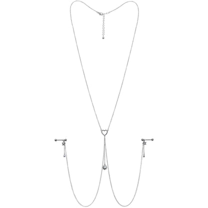 14G 5/8 Clear Gem Sun Heart Star Nipple Chain Necklace