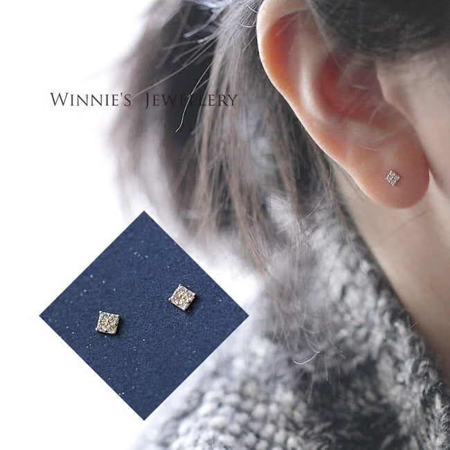 Gold-Plated Sterling Silver Carbink Square Stud Earrings