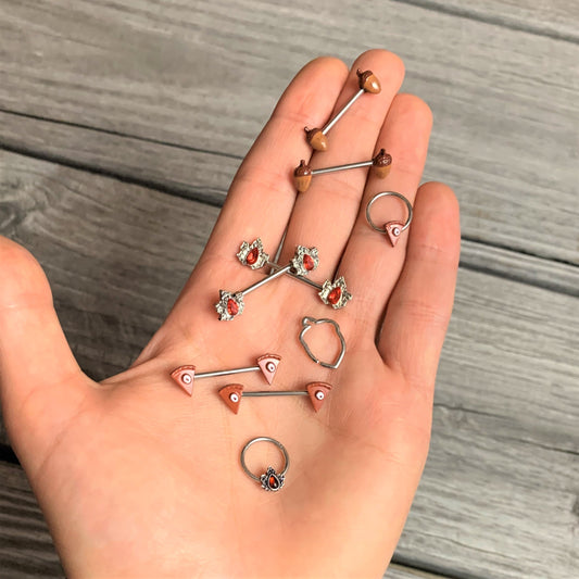 16G 3/8 Brown Pumpkin Pie Thanksgiving Holiday BCR Captive Ring