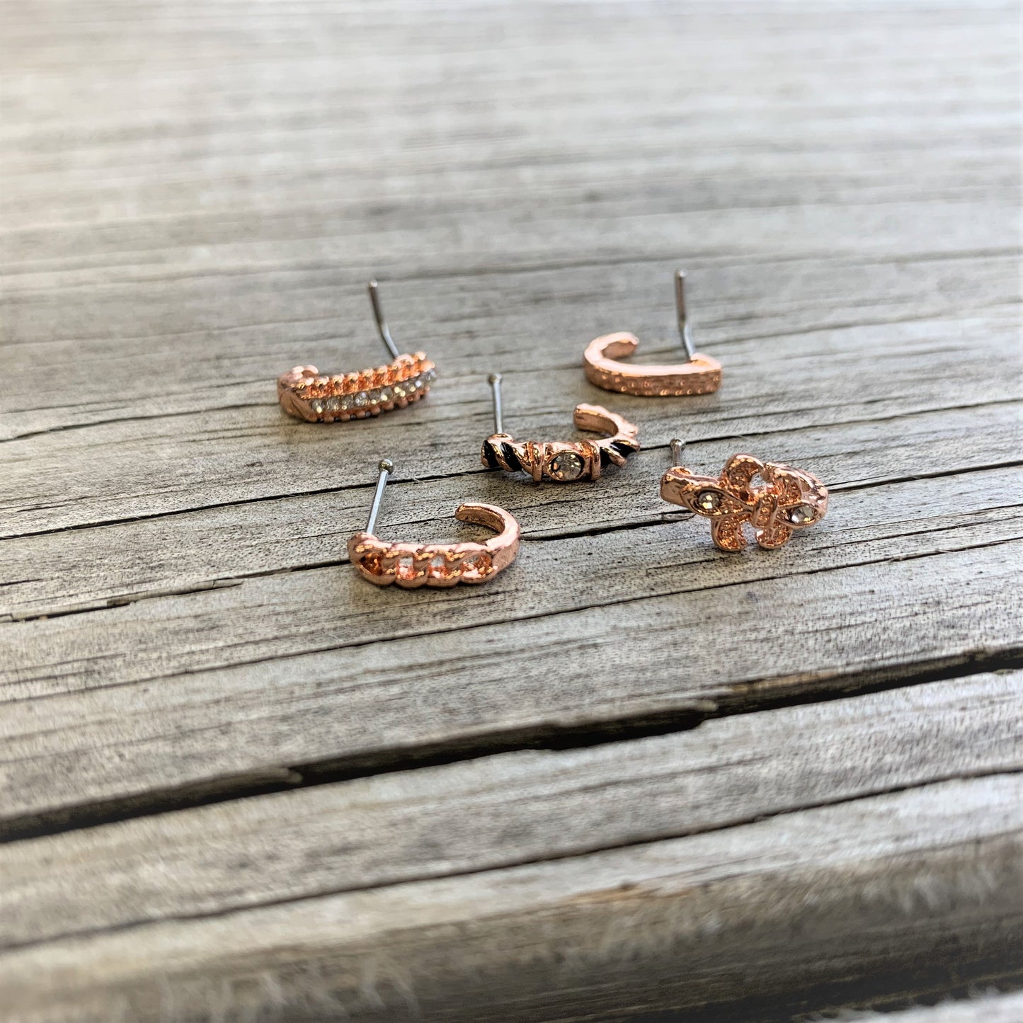 20G 5/16 Rose Gold Tone Dainty Dots Faux Hoop L Shaped Nose Ring