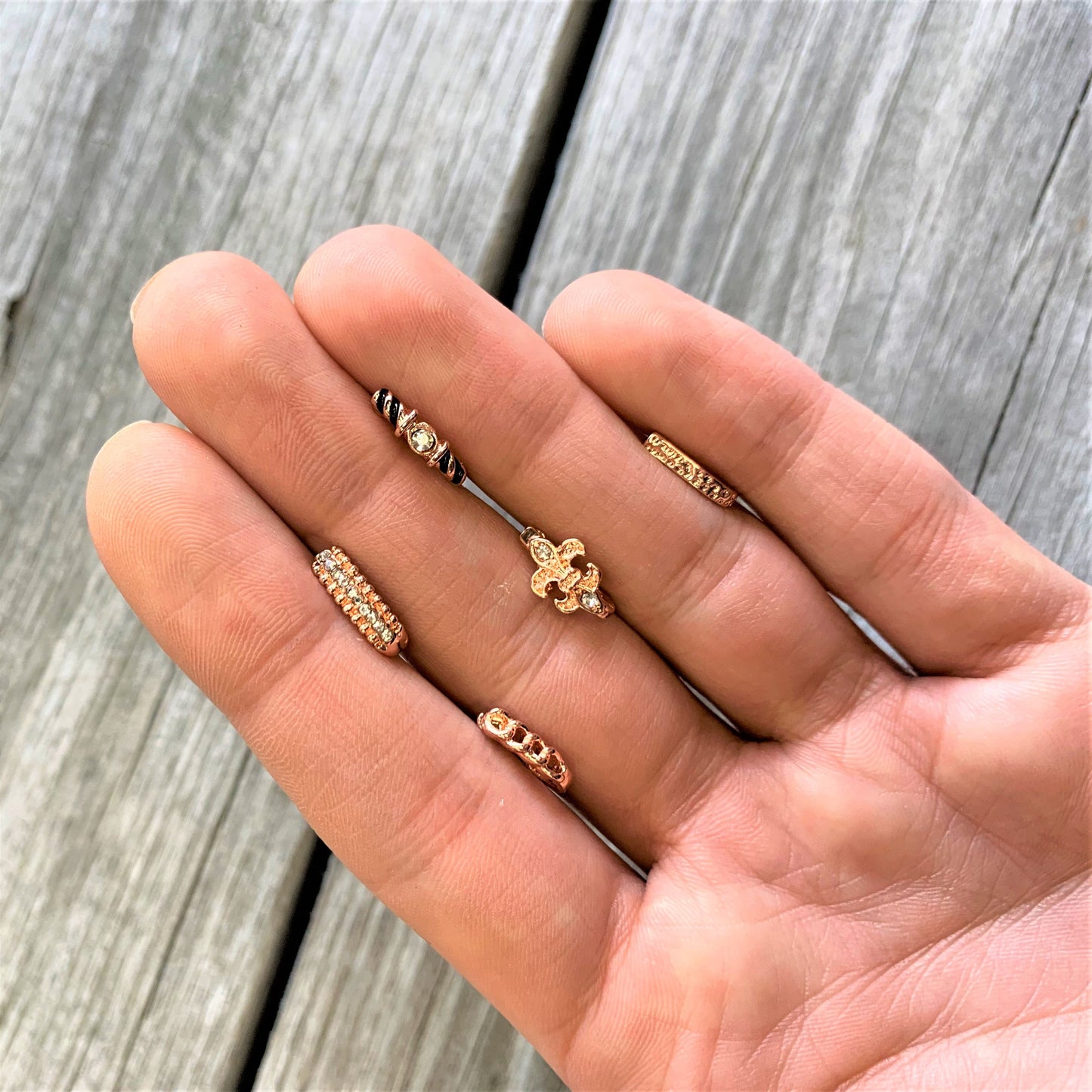 20G 5/16 Rose Gold Tone Dainty Dots Faux Hoop L Shaped Nose Ring