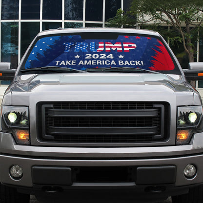 Trump 2024 Take America Back Car Sunshade, Donald Trump Fan Gift, Trump Supporters Gift, Car Sunshade C1094 - GOP