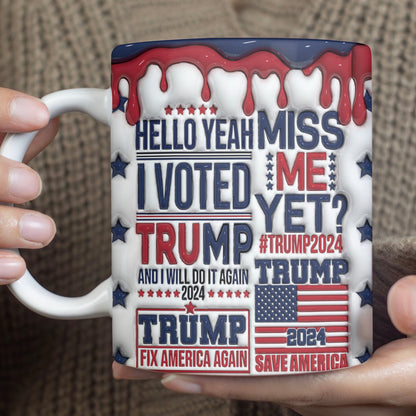 I Voted Trump Mug | Trump 2024 Mug | Trump Supporters Mug | Patriotic 3D Inflated Mug C1105 - GOP