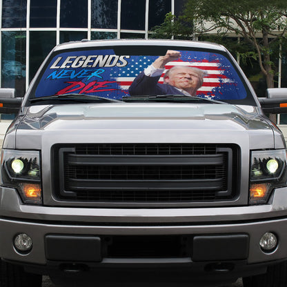 Legends Never Die | Trump Fight 2024 Car Sunshade | Trump Pennsylvania Rally | Trump Fight Car Sunshade C1116 - GOP