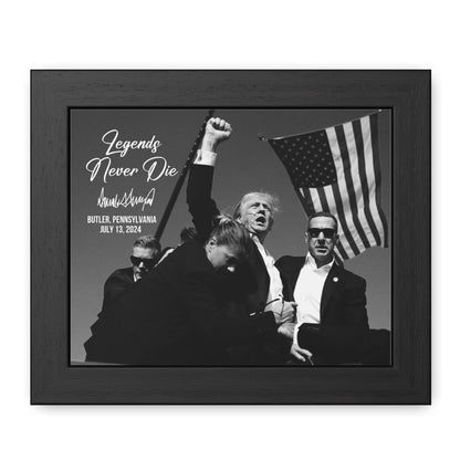 Legends Never Die | Trump Fight 2024 Picture | Trump Pennsylvania Rally | Trump Fight Picture Frame Black and White C1126 - GOP
